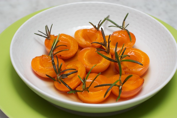 Apricots in Wine and Rosemary